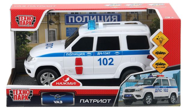 Машина инерционная Технопарк УАЗ Патриот Полиция со светом и звуком 22 см 1250₽