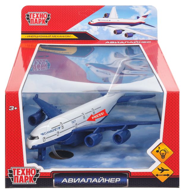 Модель металлическая инерционная Технопарк Авиалайнер 22 см 1 шт 1400₽