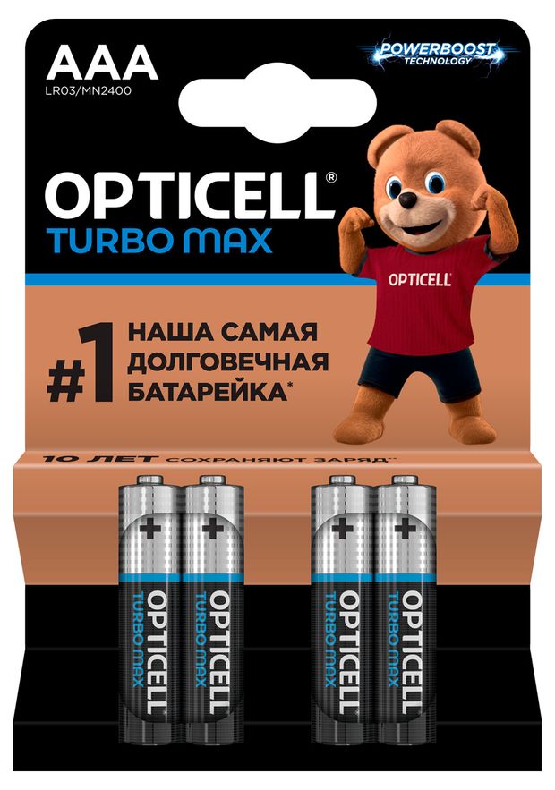 Батарейки Opticell Turbo Max щелочные AAA 4 шт 390₽