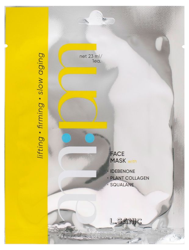 Маска-лифтинг тканевая для лица L.Sanic с идебеноном растительным коллагеном и скваланом Корея, 23 мл