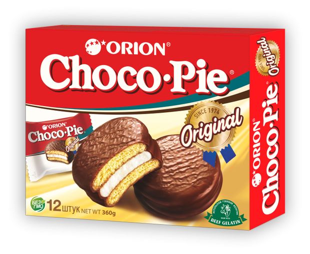Пирожное бисквитное Orion Choco-Pie Original в шоколадной глазури, 360 г