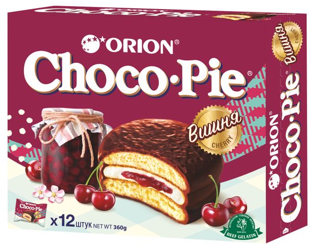 Пирожное Orion Choco Pie Вишня, 360 г