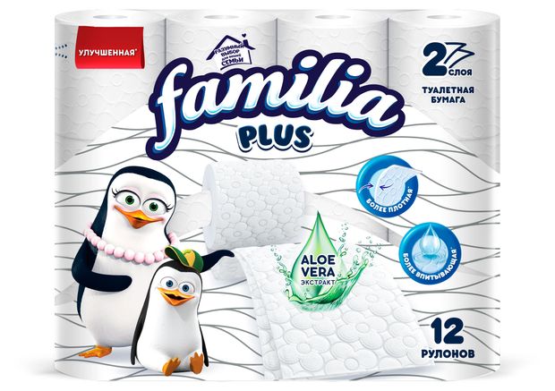 Туалетная бумага Familia белая 2 слоя 12 рулонов 312₽