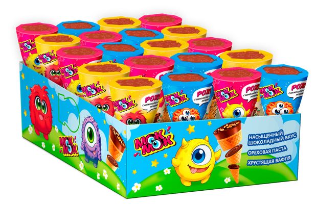 Вафельный рожок МОК-МОК с шоколадно-ореховой начинкой, 25 г