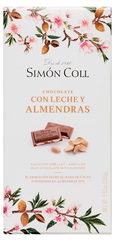 Шоколад молочный Simon Coll Chocolate con Leche y Almendras с миндалем Испания, 100 г