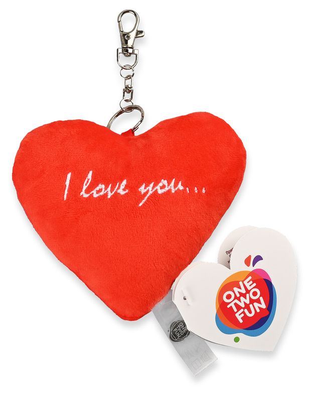 Игрушка мягкая ONE TWO FUN Сердце с подвесом красное 13 см 280₽