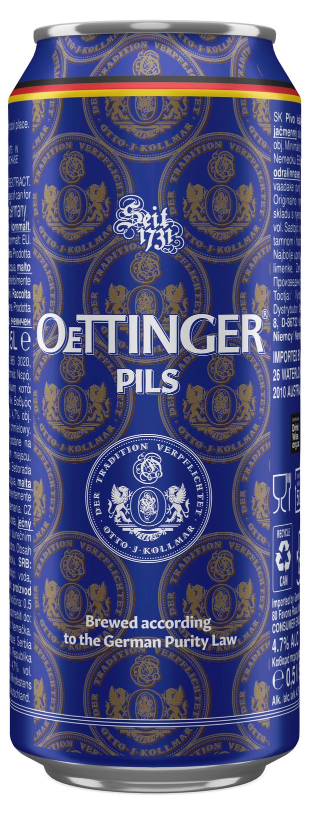 Пиво светлое OeTtinger Pils 4,7% Германия, 0,5 л