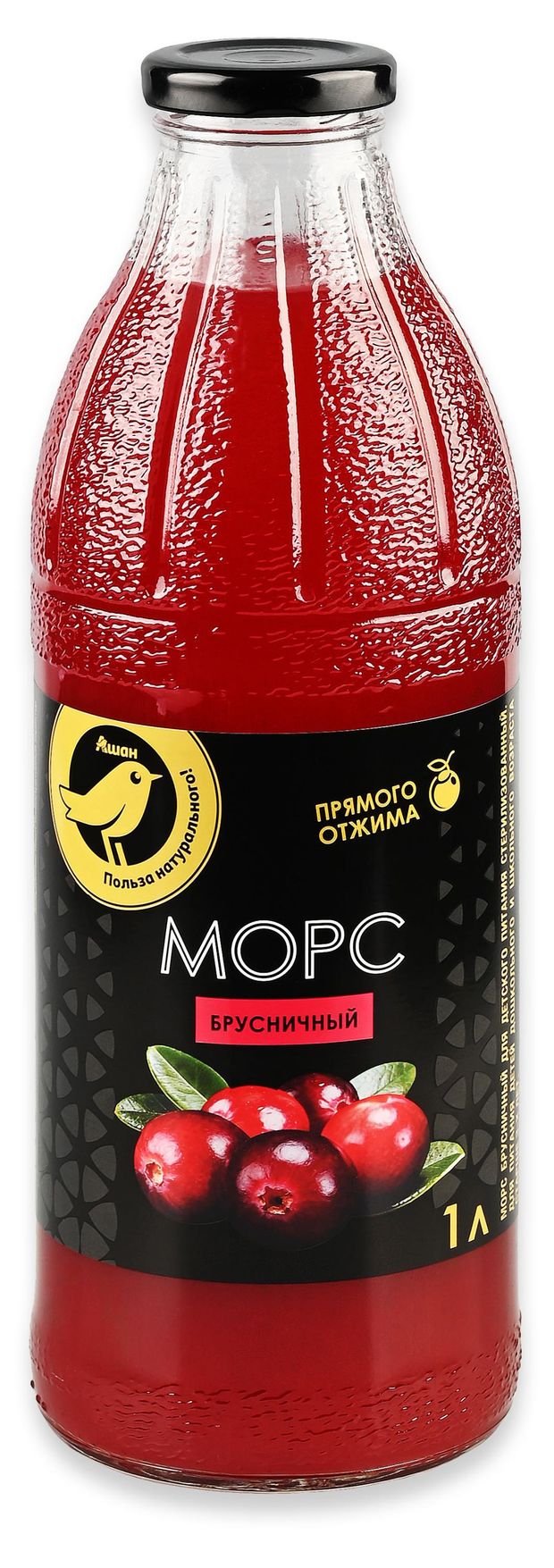 Морс АШАН Золотая птица брусничный 1 л 220₽