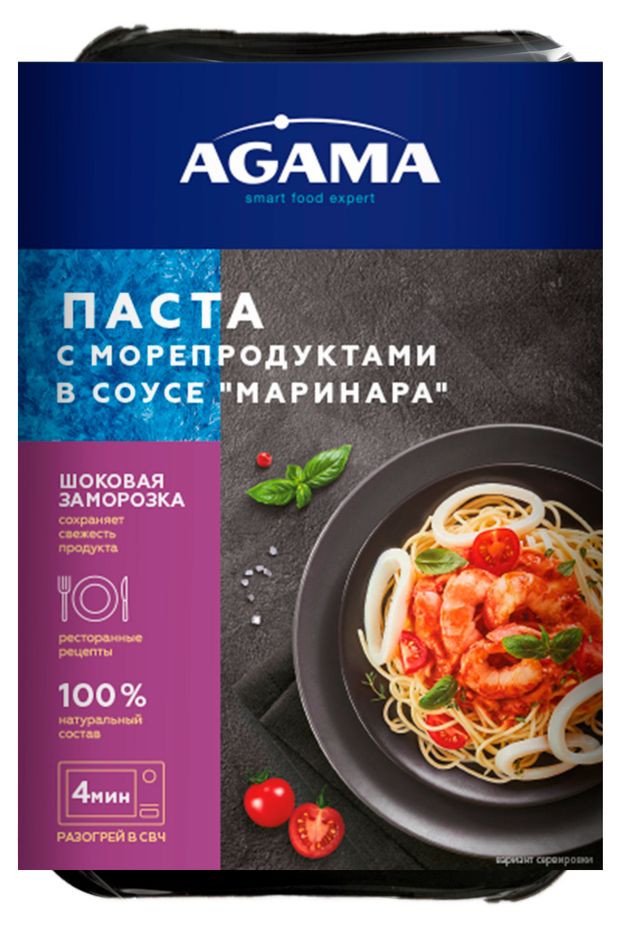 Готовое блюдо Agama Паста с морепродуктами соус маринара замороженная, 250 г
