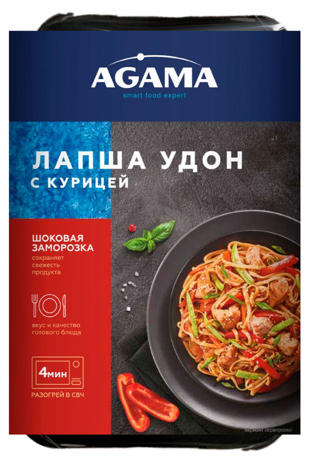 Готовое блюдо Agama Лапша удон с курицей замороженная, 250 г