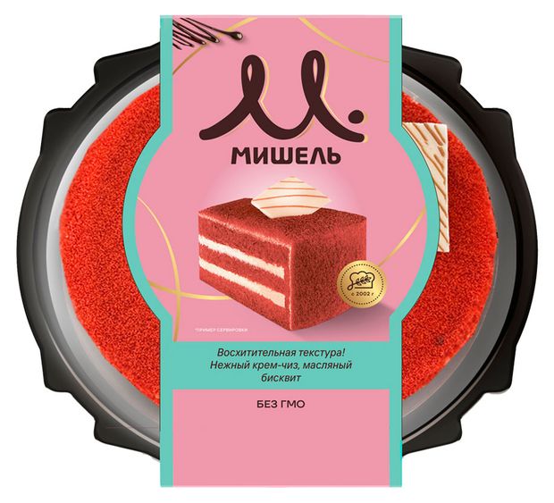 Торт бисквитный Мишель Красный велюр охлажденный, 600 г