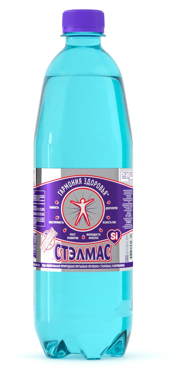 Вода минеральная лечебно-столовая Стэлмас Кремнистая газированная, 1 л