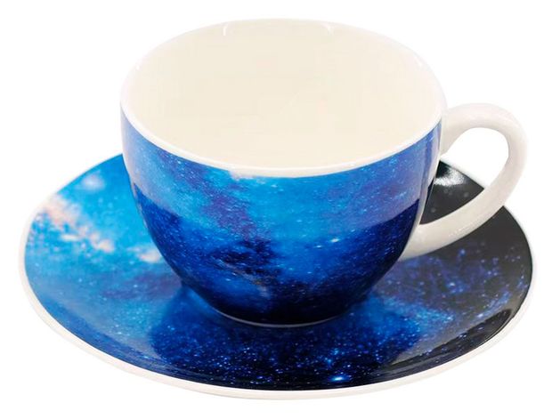 Чайная пара фарфоровая синяя, 230 мл