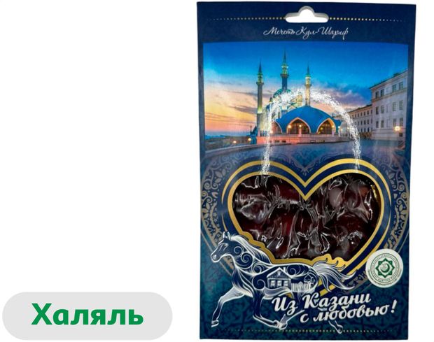 Колбаса конская сыровяленая Каусар из конины с чесноком халяль нарезка, 60 г