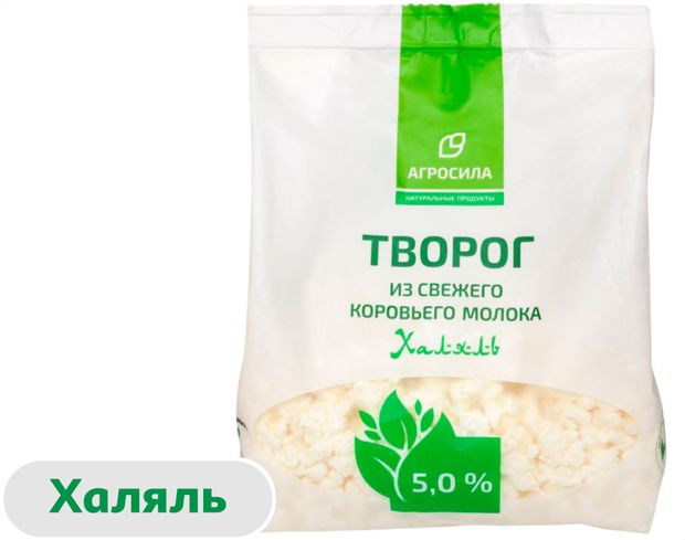 Творог классический рассыпчатый Агросила в пакете халяль ГОСТ 5% БЗМЖ, 400 г