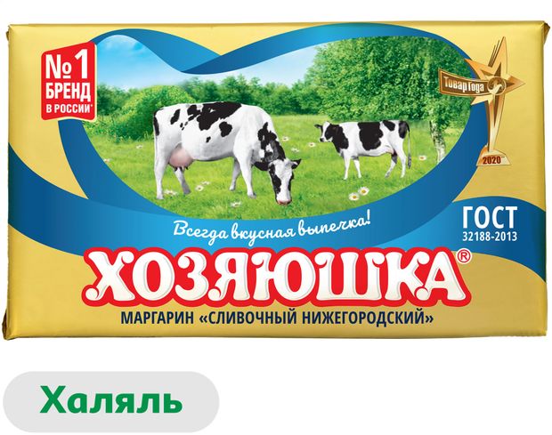 Маргарин сливочный Хозяюшка Нижегородский халяль 60%, 400 г