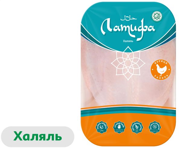 Грудка куриная Латифа Халяль с кожей охлажденная 12 кг 360₽