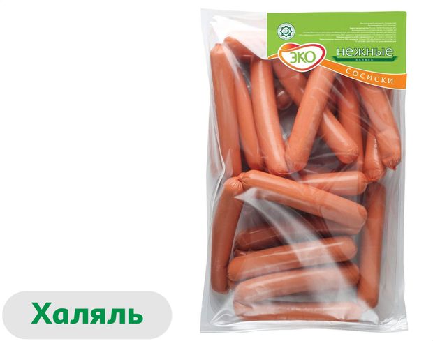 Сосиски ЭКО Нежные Халяль, ~ 1,5 кг