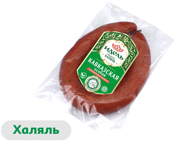 Колбаса полукопченая Идель Кавказская Особая халяль, ~ 0,5 кг