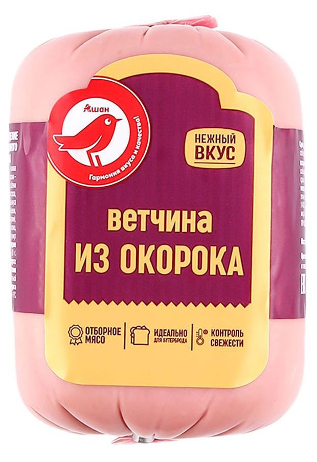 Ветчина АШАН Красная птица из окорока 400 г 200₽