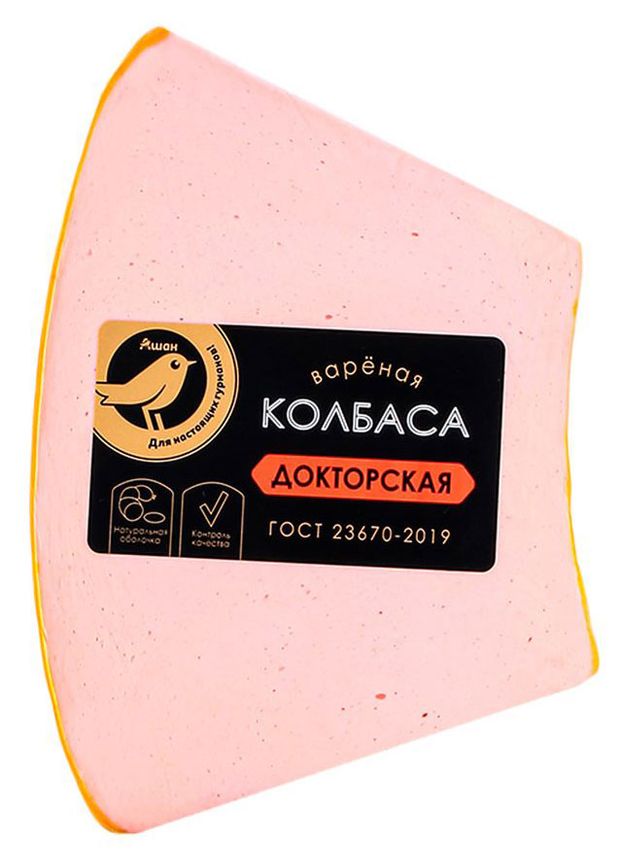 Колбаса вареная АШАН Золотая Птица Докторская ГОСТ, ~ 400 г
