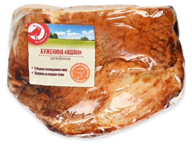 Буженина запеченная АШАН Красная птица из свинины охлажденная, ~ 0,6 кг
