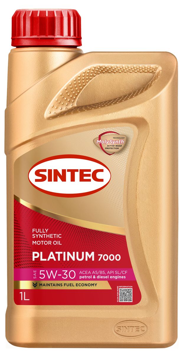 Масло моторное Sintec Platinum 7000 5W-30 A5/B5 SL/CF синтетическое, 1 л