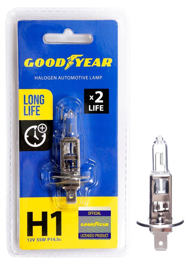 Лампа галогенная автомобильная Goodyear Н1 12V 55W P14,5s Long Life
