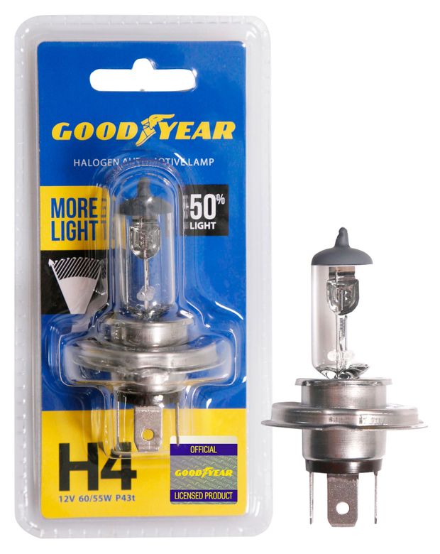 Лампа галогенная автомобильная Goodyear Н4 12V 60/55W P43t More Light