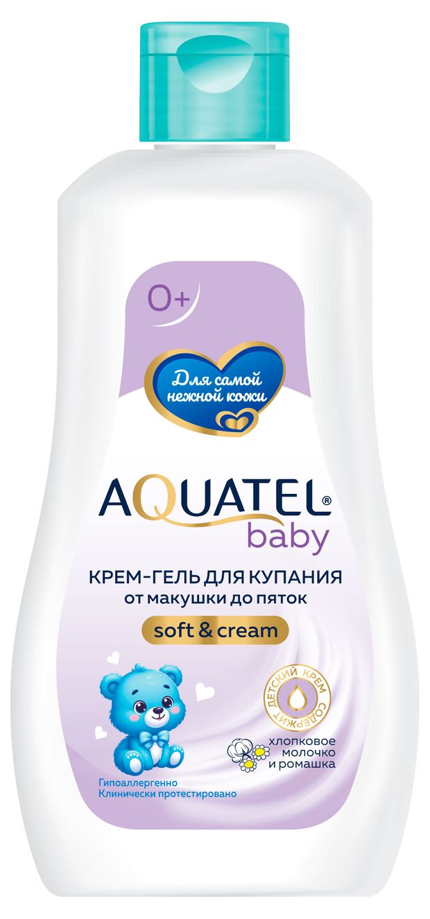 Крем-гель для купания Aquatel Baby Soft ampCream хлопковое молочко и ромашка 280 г 147₽