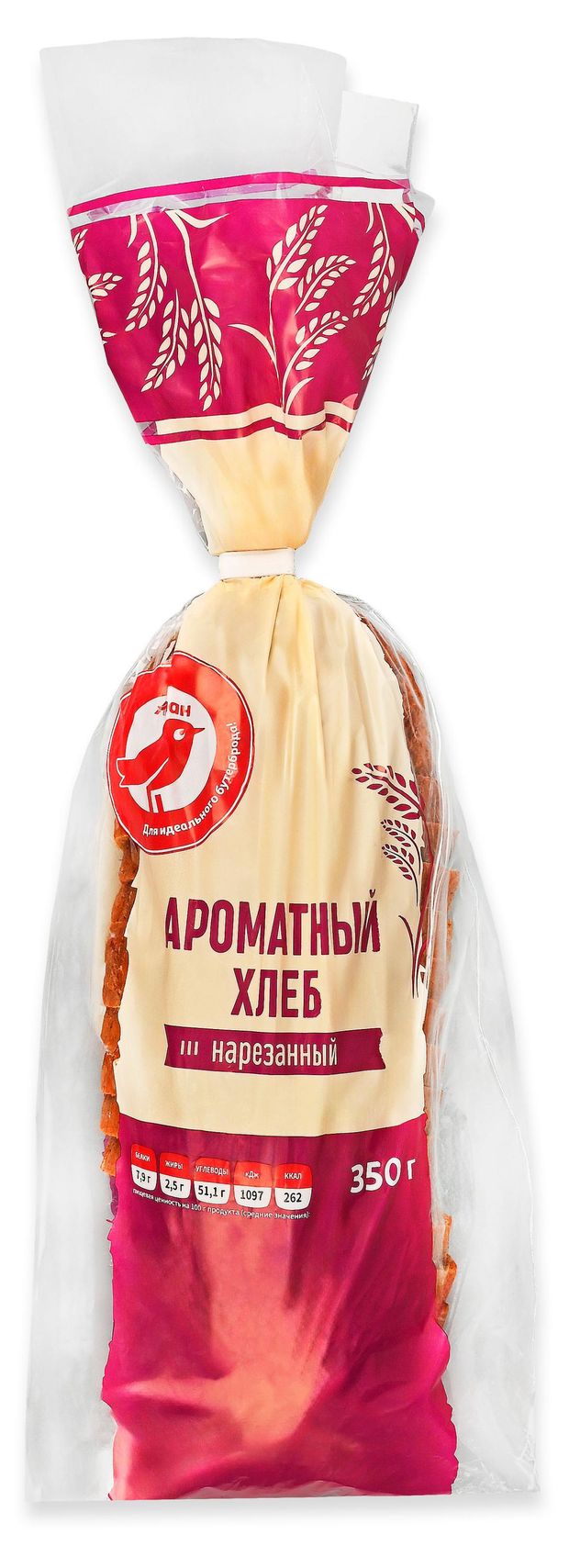 Хлеб АШАН Красная птица Ароматный нарезка, 350 г