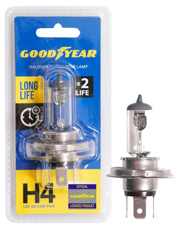 Лампа галогенная автомобильная Goodyear Н4 12V 60/55W P43t Long Life