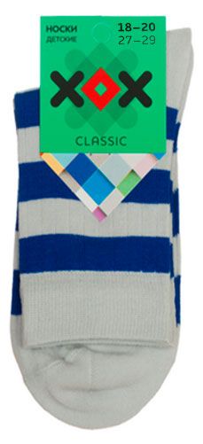 Носки детские для мальчика ХОХ светло-серые в полоску, р. 20