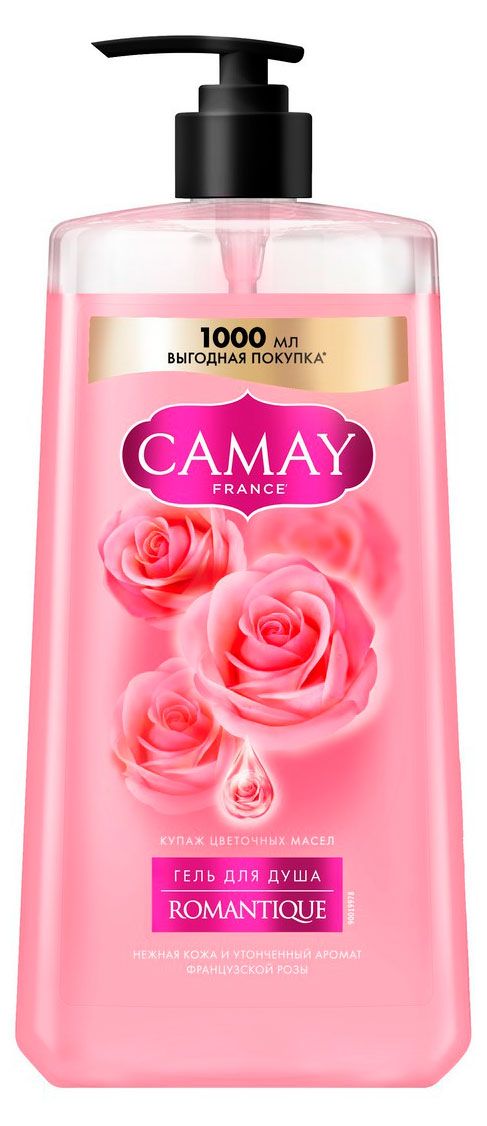 Гель для душа Camay парфюмированный с ароматом французской розы, 1 л