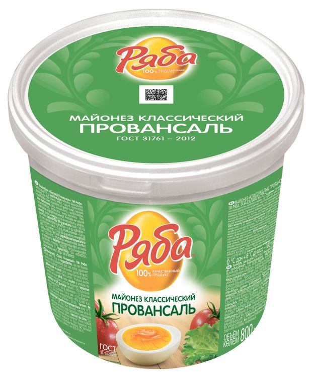 Майонез Ряба Классический провансаль охлажденный 50,5%, 800 мл