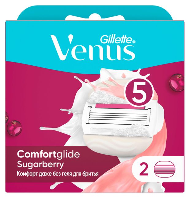 Сменные кассеты для бритья Venus Comfortglide 5 лезвий Польша, 2 шт