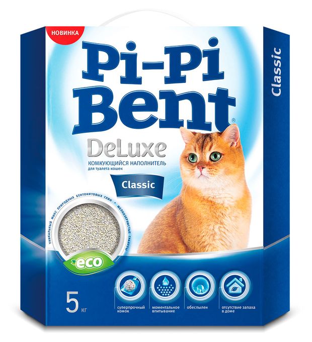Наполнитель для кошачьего туалета Pi-Pi-Bent Классический бентонитовый комкующийся 5 кг 670₽