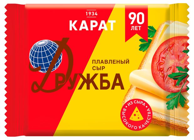 Сыр плавленый Дружба КАРАТ ломтики 25 БЗМЖ 130 г 90₽