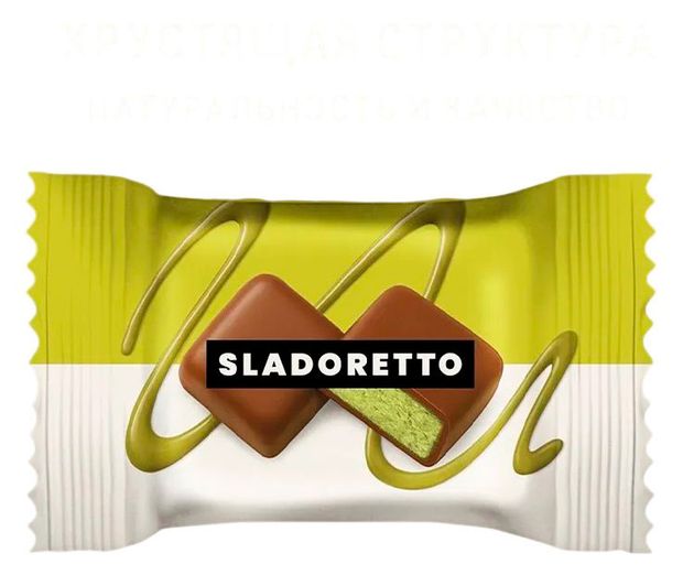 Халва арахисовая Sladoretto со вкусом фисташки с вафельной крошкой глазированная, вес