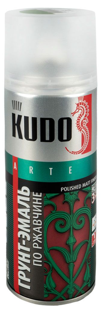 Грунт-эмаль по ржавчине KUDO аэрозоль зеленая, 520 мл