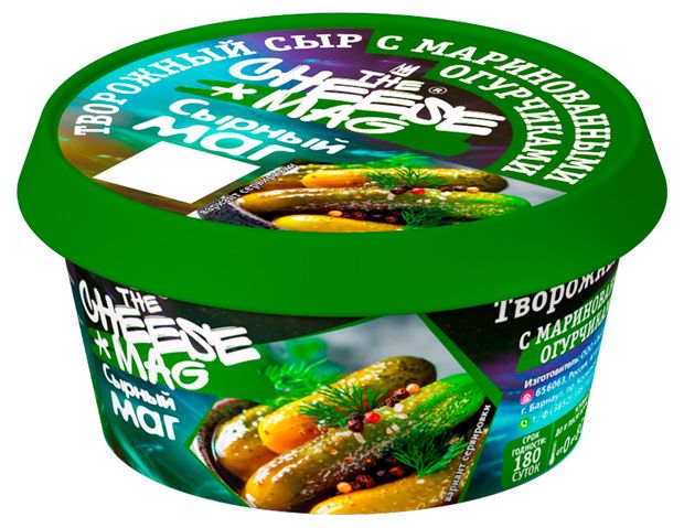 Сыр творожный с маринованными огурчиками The Cheese Mag сырный МАГ 60% БЗМЖ, 140 г