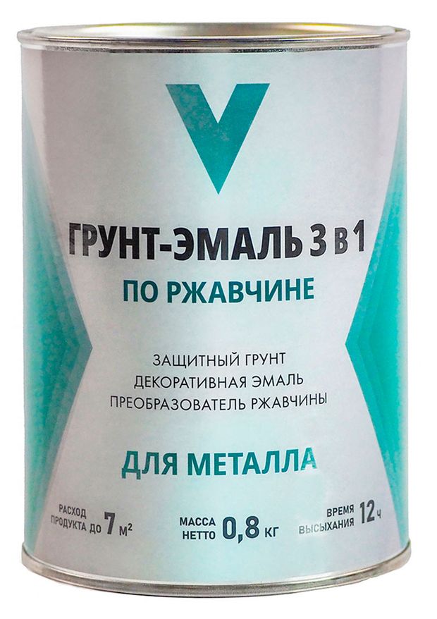 Грунт-эмаль по ржавчине V 3 в 1 зеленая, 800 г