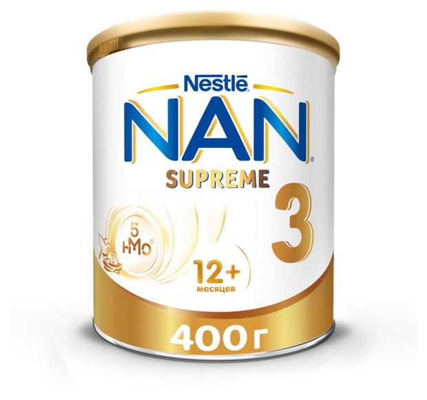 Смесь сухая молочная Nan 3 Supreme с олигосахаридами на основе частично гидролизованного белка молочной сыворотки с 12 мес БЗМЖ 400 г 1200₽