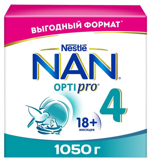 Смесь сухая молочная NAN 4 Optipro для роста иммунитета и развития мозга с 18 мес 1050 г 2200₽