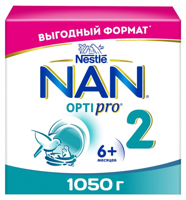 Смесь сухая молочная NAN 2 Optipro для роста иммунитета и развития мозга с 6 мес 1050 г 1600₽