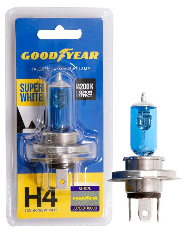 Лампа галогенная автомобильная Goodyear Н4 12V 60/55W P43t Super White
