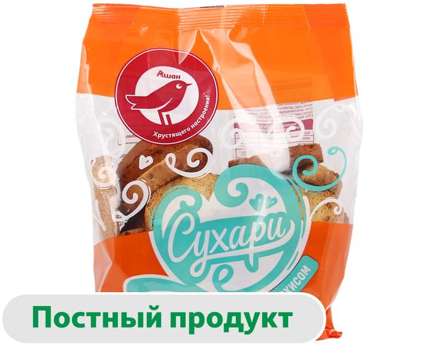 Сухари АШАН Красная птица с арахисом 300 г 70₽