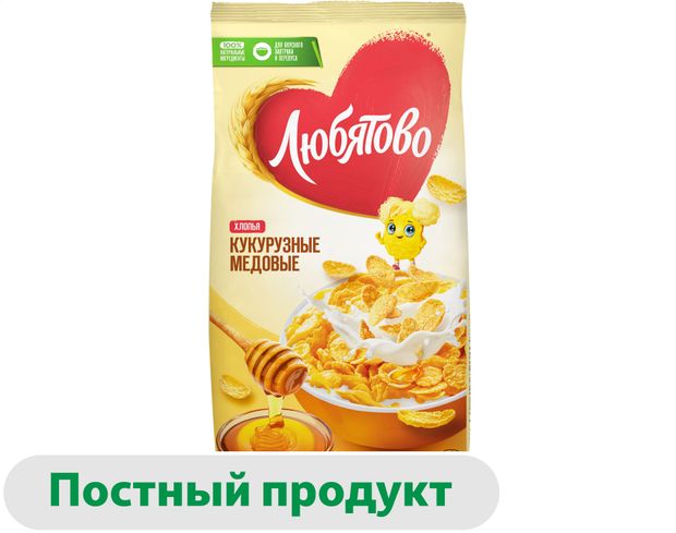 Готовый завтрак Любятово хлопья кукурузные медовые 250 г 110₽