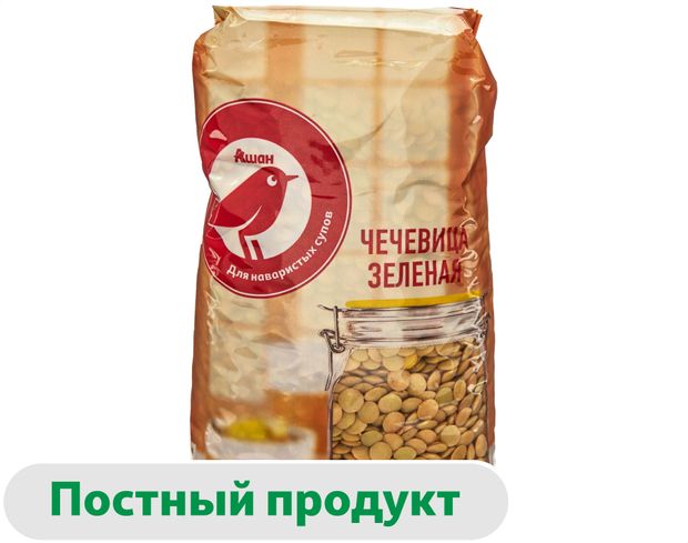 Чечевица зеленая АШАН Красная птица, 500 г