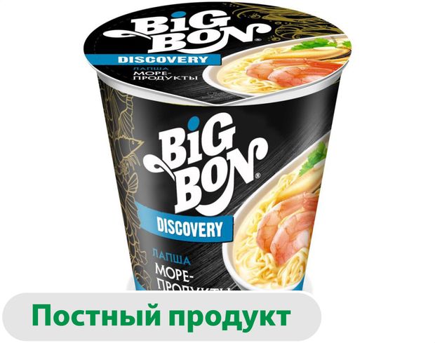 Лапша BIGBON Discovery с морепродуктами, 70 г